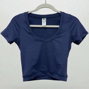 Lotus & Luna Cropped Yin Scoop Neck Top | Size S | Navy | NWOT 🪷